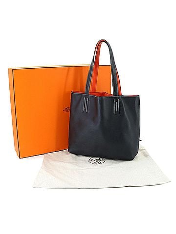 Hermès Hermes Double Sens 28 Reversible Tote Handbag, Sikkim Orange Black, X Stamp (view 1)