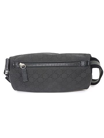 Gucci Gucci GG Nylon Crossbody Waist Handbag, Leather, Black, Silver Hardware, 449182 Bag (view 1)