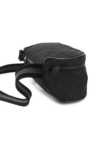 Gucci Gucci GG Nylon Crossbody Waist Handbag, Leather, Black, Silver Hardware, 449182 Bag (view 2)