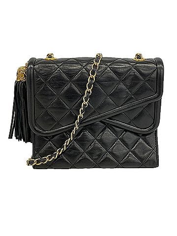 Chanel Chanel Matelassé Shoulder Bag with Chain Strap, Lambskin, Black, Women's (view 1)