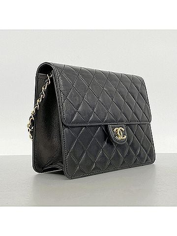 Chanel Chanel Matelassé Chain Shoulder Bag, Lambskin, Black, Women's (view 2)