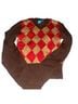 Paul Frank Argyle Brown Red Gold Pullover Sweater Size XS - photo 1