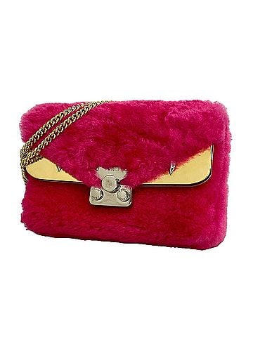 Fendi Fendi shoulder bag, monster fur, pink and gold, for women. (view 1)