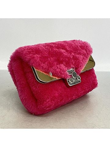 Fendi Fendi shoulder bag, monster fur, pink and gold, for women. (view 2)