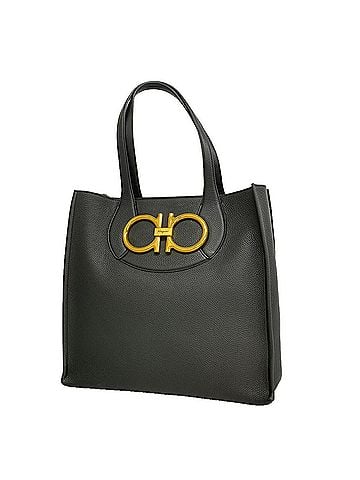 Salvatore Ferragamo Salvatore Ferragamo Gancini Leather Tote Bag, Black, Women's (view 1)