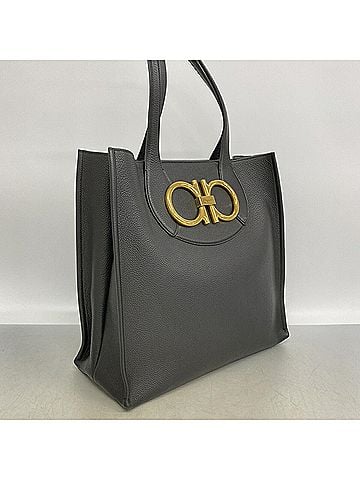 Salvatore Ferragamo Salvatore Ferragamo Gancini Leather Tote Bag, Black, Women's (view 2)