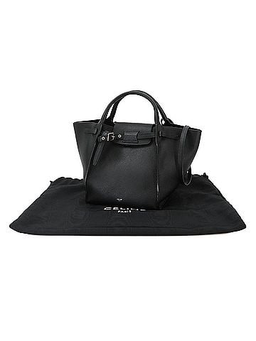 Céline Celine Big Bag Small with Long Strap 2-way Handbag Shoulder Leather Black 189313 Silver Hardware (view 1)