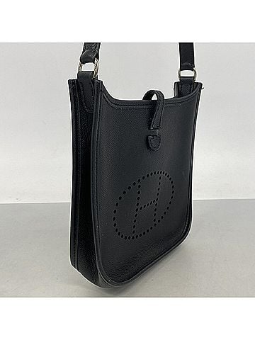 Hermès Hermes Evelyne TPM Shoulder Bag, Veau Epsom Leather, Black, ?H Stamp, Women's (view 2)