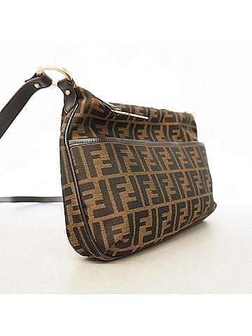 Fendi Fendi Zucca Nylon Canvas Shoulder Bag, Brown Champagne, Women's (view 2)