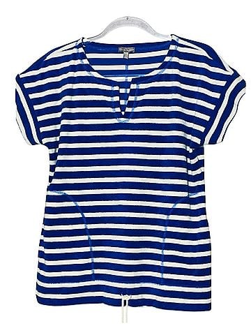 Talbots T By Tbots Split Neck Drawstring Waist Top Short Sleeve Top (view 1)
