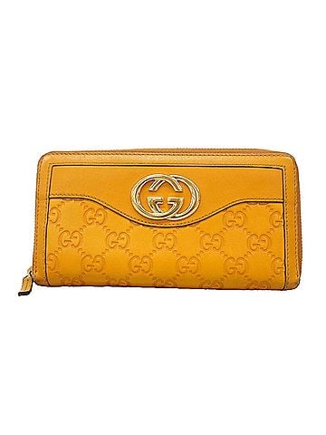Gucci Gucci long wallet, Guccissima pattern, 308012, leather, mustard yellow, women's. (view 1)