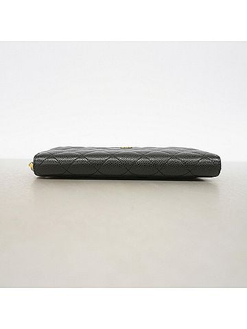 Chanel Chanel long wallet, Matelassé caviar leather, black, women's. (view 2)