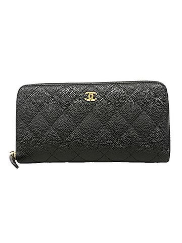 Chanel Chanel long wallet, Matelassé caviar leather, black, women's. (view 1)