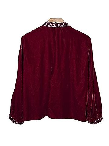 Zara Embroidered Velvet Long Sleeve Blouse (view 2)