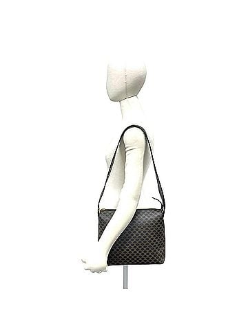 Céline CELINE Macadam Blazon Triomphe Pattern Leather One-Shoulder Bag with Circle Logo Hardware, Black 050099 (view 2)