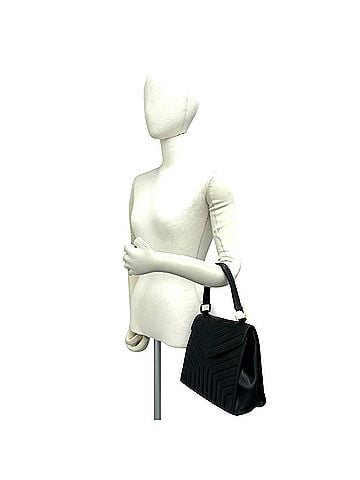 Yves Saint Laurent YVES SAINT LAURENT Vintage Y-stitch Leather Handbag Mini Tote Bag Black 67307 (view 2)