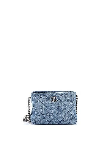 Chanel Sweet Heart Chain Crossbody Bag Quilted Camellia Denim Mini (view 1)
