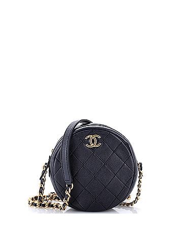 Chanel Round Clutch with Chain Quilted Glazed Calfskin (view 1)