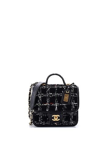 Chanel School Memory Top Handle Flap Bag Quilted Tweed Mini (view 1)