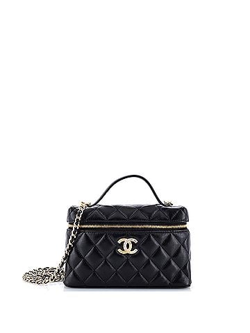 Chanel Crystal CC Top Handle Slim Vanity Case with Chain Quilted Lambskin (view 1)