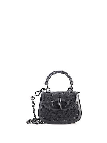 Gucci Bamboo 1947 Top Handle Bag Crystal Embellished GG Canvas Mini (view 1)