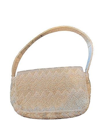 Ann Taylor LOFT Beaded Cream Mini Shoulder Bag Shoulder Bag (view 2)