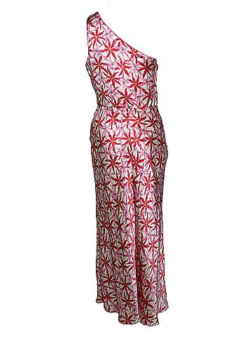 Saloni Saloni, one shoulder printed silk satin midi dress (view 2)