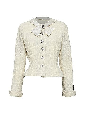 Mario Valentino Valentino Boutique Wool Tweed Beaded Collar Bar (view 1)