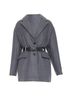 Prada 100% Wool Gray Prada 2022 Cashmere Leather Belted Coat Size 4 - photo 1