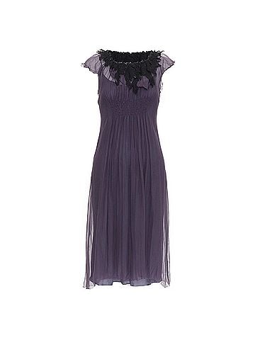 Lanvin Lanvin Purple Silk Lace Ruched Dress (view 1)