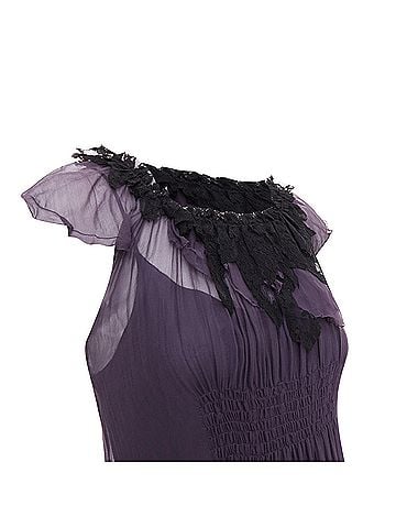 Lanvin Lanvin Purple Silk Lace Ruched Dress (view 2)