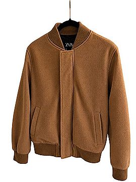 Zara Oversized Camel Bomber Jacket Jacket (view 1)