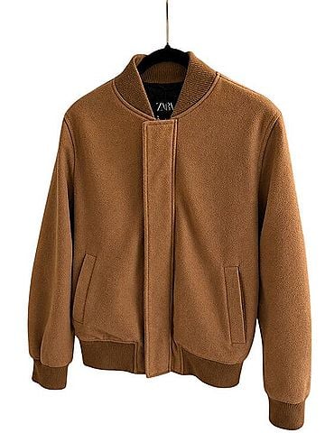 Zara Oversized Camel Bomber Jacket Jacket (view 1)