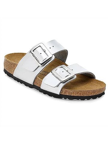 Birkenstock Women's Sydney Cushion Buckle Sandal in Silver (view 1)