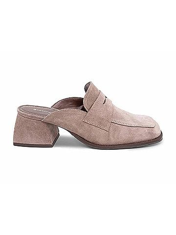 Chocolat Blu Women's Delilah Chunky Heel Mule in Fog Suede (view 1)