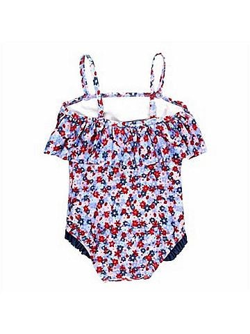 Ruffle Butts Toddlers Single Ruffle Swimsuit in Red, White And Blue (view 2)