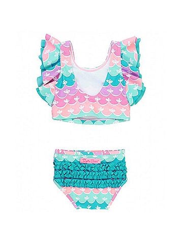Ruffle Butts Toddlers Mermaid Tankini Two-Piece Swimsuit in Aqua/Purple/Pink (view 2)