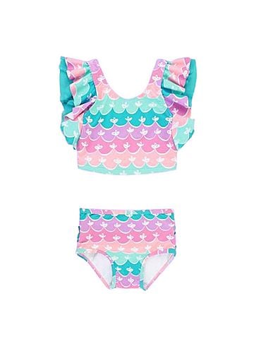 Ruffle Butts Toddlers Mermaid Tankini Two-Piece Swimsuit in Aqua/Purple/Pink (view 1)