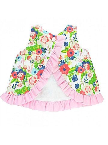 Ruffle Butts English Garden 2 Pc. Swing Top And Diaper Cover Set in Pink/Green (view 2)