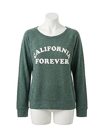 Chaser Rpet Knit Long Sleeve Raglan Pullover California Forever Pullover in Greenhouse (view 1)