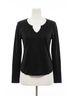Bobi Solid Black Split V-Neck Tee With Raw Cut Binding in Black Size S - photo 1
