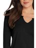 Bobi Solid Black Split V-Neck Tee With Raw Cut Binding in Black Size S - photo 3