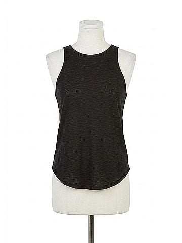 Chaser Slub Jersey Deep Ruffle V Back Tank in True Black (view 1)
