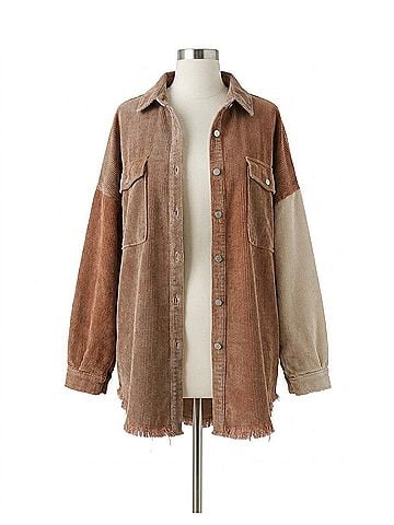 Pol Shacket Jacket Top in Brown (view 1)