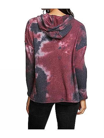 Chaser Rpet Love Rib Long Sleeve Drop Shoulderslit Side Pullover in Blackberry Tie Dye (view 2)