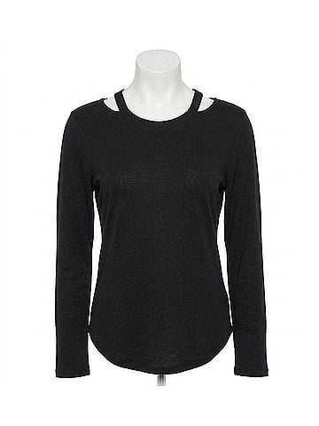 Chaser Rib Vented Shoulder Long Sleeve Tee in True Black (view 1)