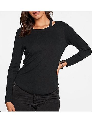 Chaser Rib Vented Shoulder Long Sleeve Tee in True Black (view 2)