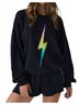 Chaser Black Rainbow Gradient Bolt Long Sleeve Sweatshirt in True Black Size M - photo 2