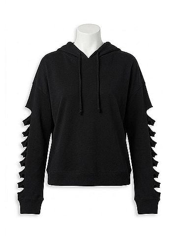 Chaser Cotton Fleece Vented Long Sleeve Pullover Hoodie in True Black (view 1)
