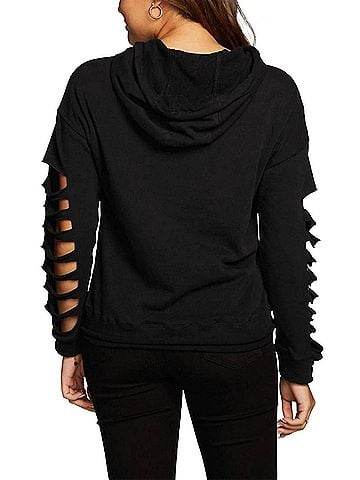 Chaser Cotton Fleece Vented Long Sleeve Pullover Hoodie in True Black (view 2)